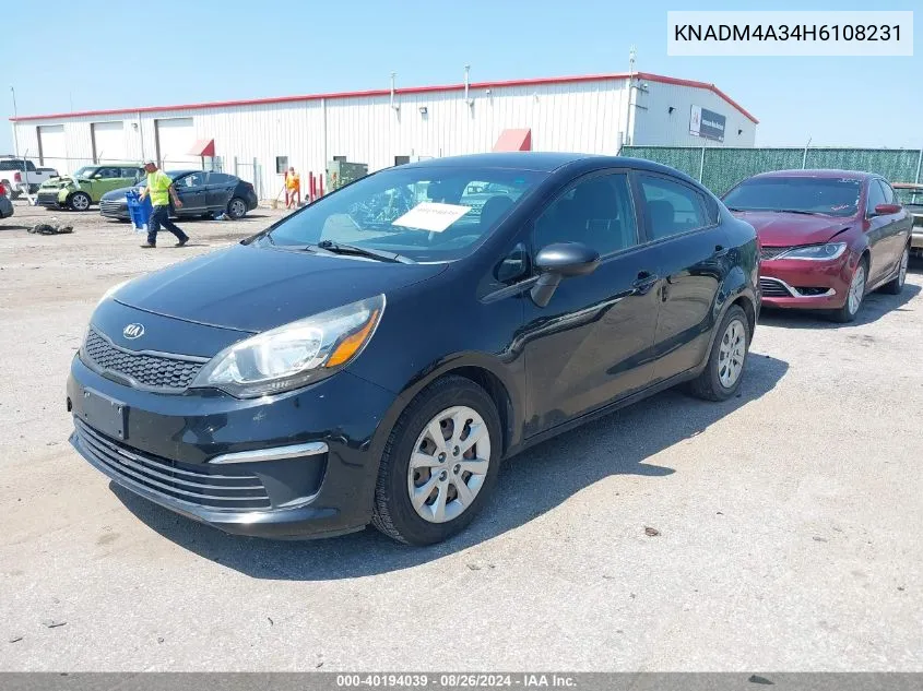 2017 Kia Rio Lx VIN: KNADM4A34H6108231 Lot: 40194039