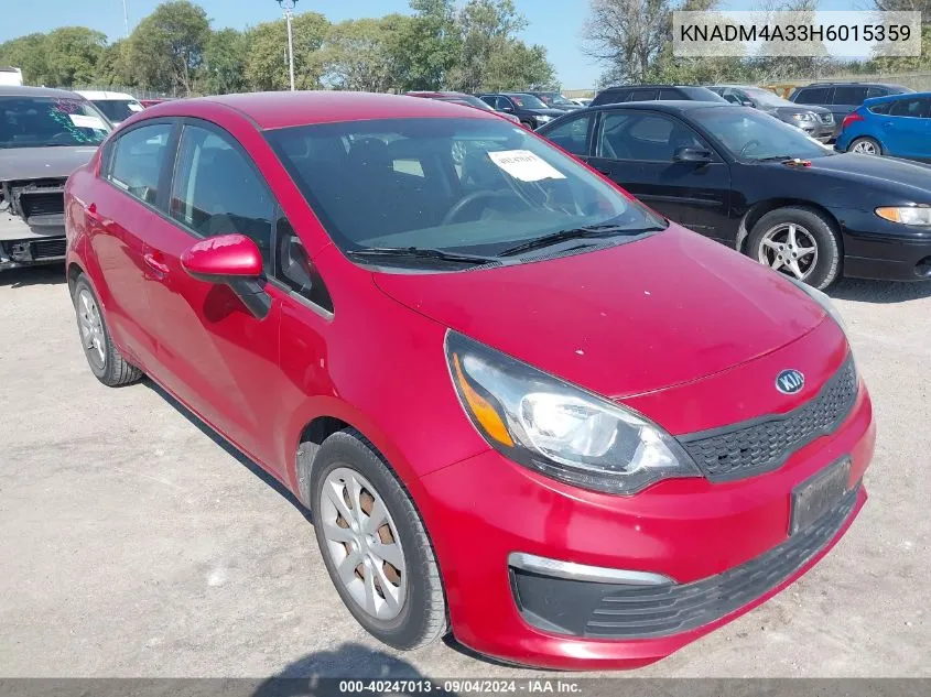 2017 Kia Rio Ex/Lx VIN: KNADM4A33H6015359 Lot: 40247013