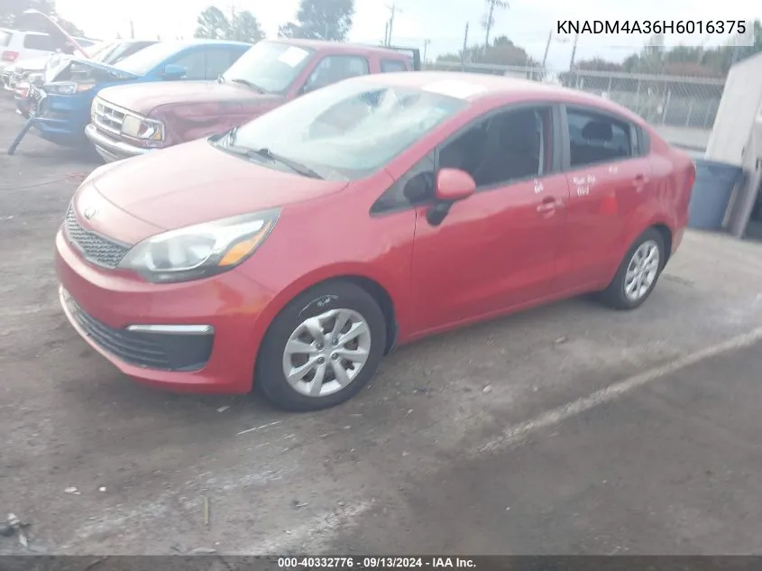 2017 Kia Rio Lx VIN: KNADM4A36H6016375 Lot: 40332776