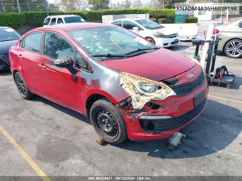 2017 Kia Rio Lx VIN: KNADM4A36H6038196 Lot: 40334421