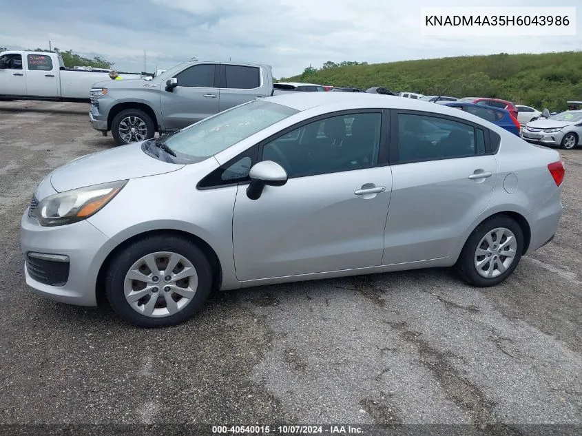 2017 Kia Rio Lx VIN: KNADM4A35H6043986 Lot: 40540015