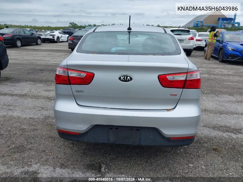 2017 Kia Rio Lx VIN: KNADM4A35H6043986 Lot: 40540015