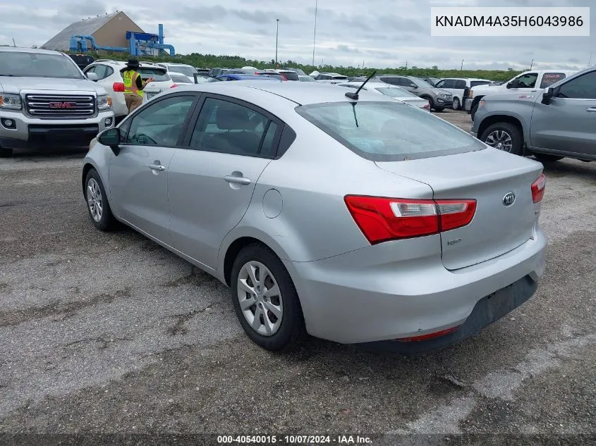 2017 Kia Rio Lx VIN: KNADM4A35H6043986 Lot: 40540015