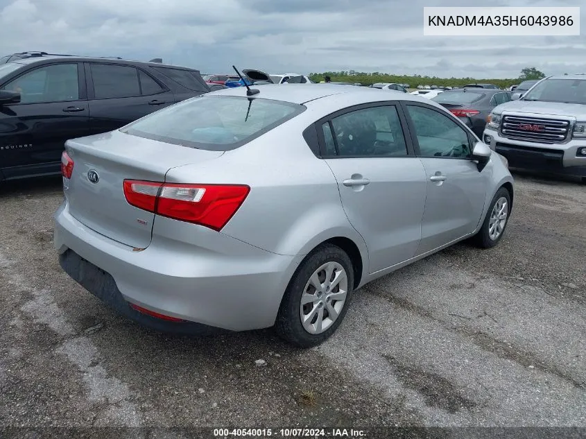 2017 Kia Rio Lx VIN: KNADM4A35H6043986 Lot: 40540015