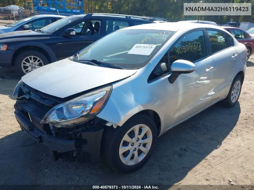 2017 Kia Rio Lx VIN: KNADM4A32H6119423 Lot: 40579373