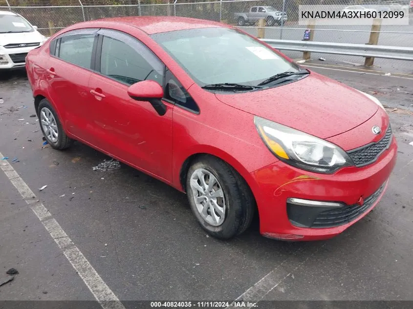 2017 Kia Rio Lx VIN: KNADM4A3XH6012099 Lot: 40824035