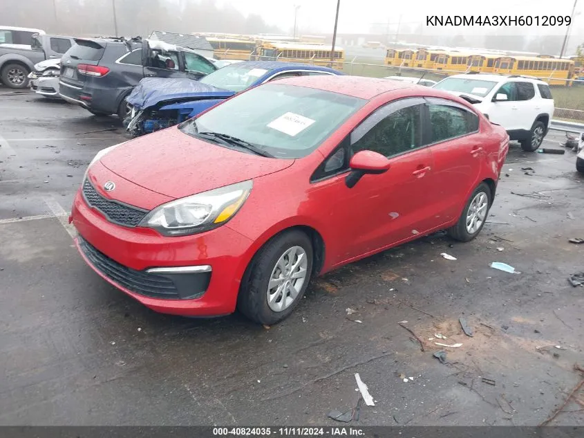 2017 Kia Rio Lx VIN: KNADM4A3XH6012099 Lot: 40824035