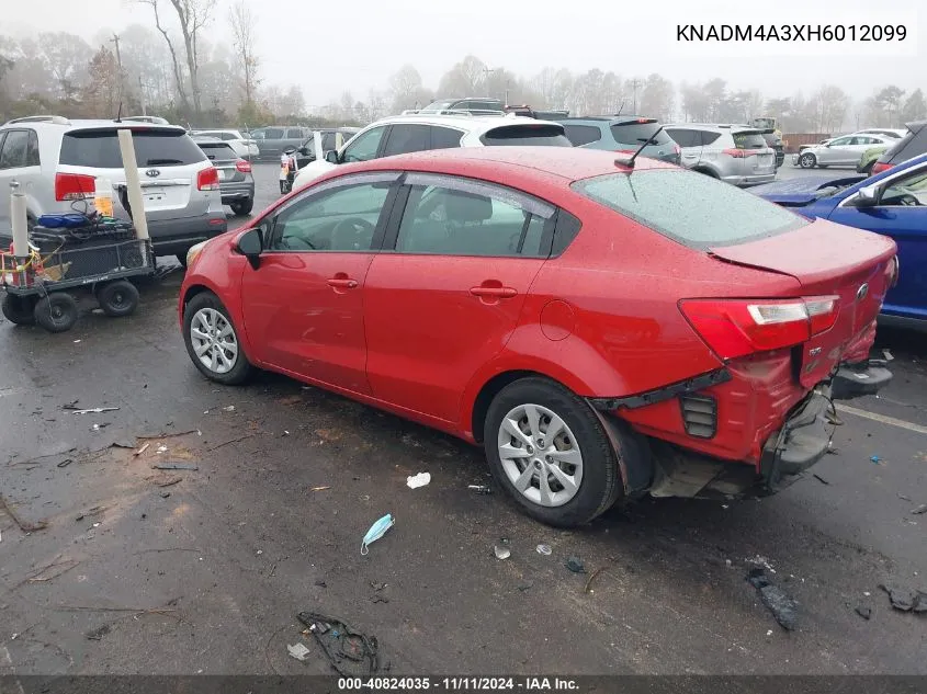 2017 Kia Rio Lx VIN: KNADM4A3XH6012099 Lot: 40824035