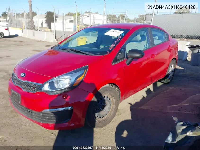 2017 Kia Rio Ex VIN: KNADN4A3XH6040420 Lot: 40833707