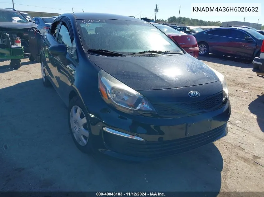 2017 Kia Rio Lx VIN: KNADM4A36H6026632 Lot: 40843103