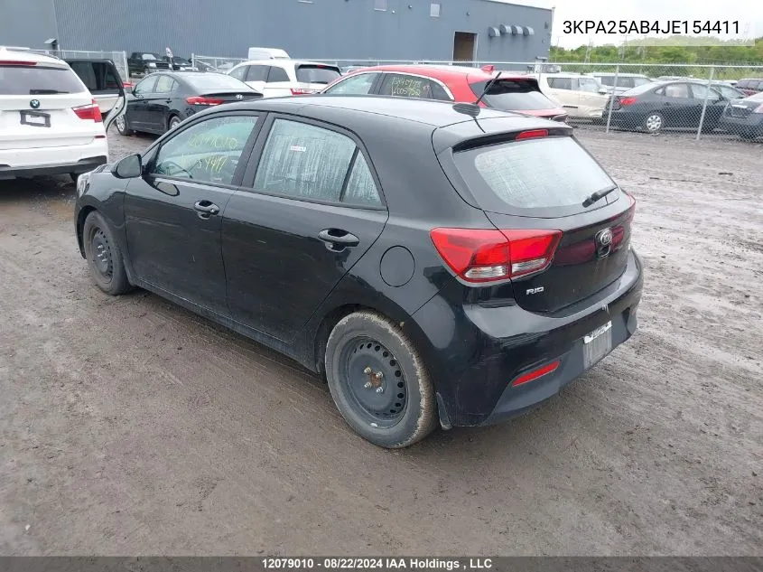 2018 Kia Rio VIN: 3KPA25AB4JE154411 Lot: 12079010