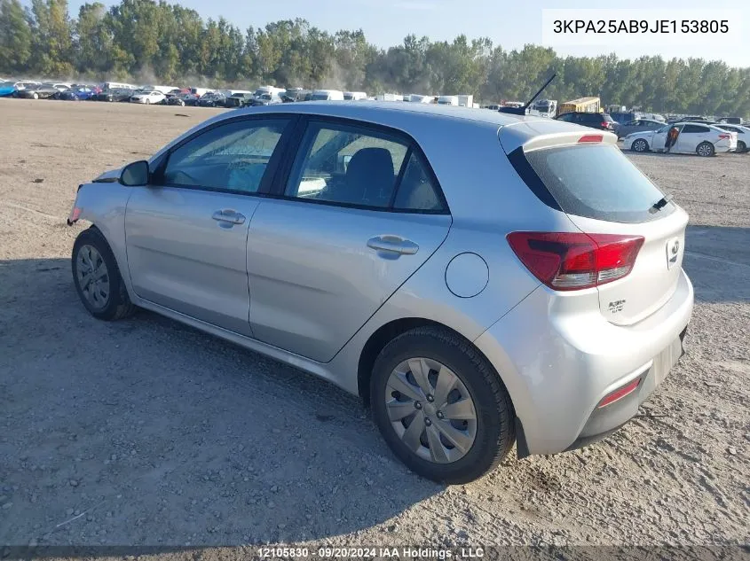 2018 Kia Rio 5-Door VIN: 3KPA25AB9JE153805 Lot: 12105830