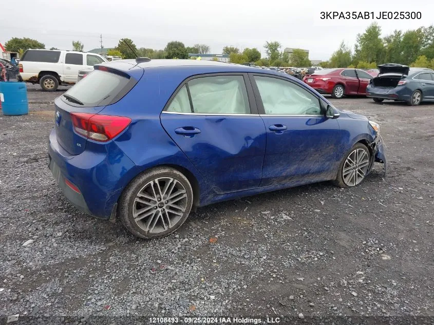 2018 Kia Rio 5-Door VIN: 3KPA35AB1JE025300 Lot: 12108493