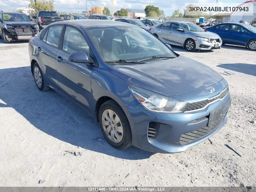 2018 Kia Rio Lx/S VIN: 3KPA24AB8JE107943 Lot: 12111440