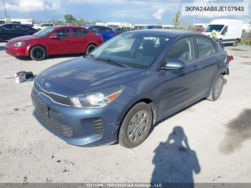 2018 Kia Rio Lx/S VIN: 3KPA24AB8JE107943 Lot: 12111440