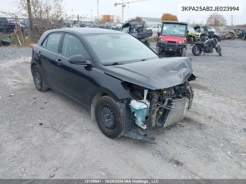 2018 Kia Rio 5-Door VIN: 3KPA25AB2JE023994 Lot: 12135541