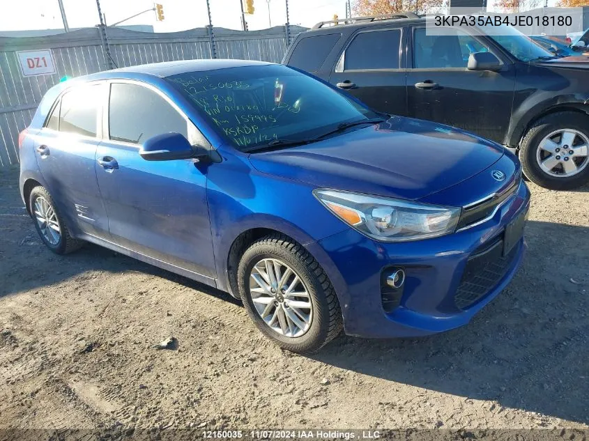 2018 Kia Rio VIN: 3KPA35AB4JE018180 Lot: 12150035