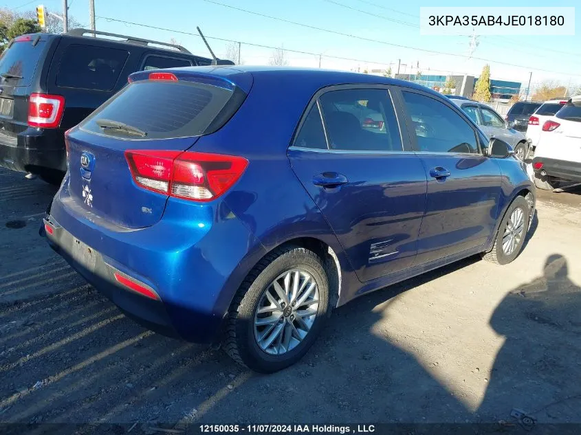 2018 Kia Rio VIN: 3KPA35AB4JE018180 Lot: 12150035