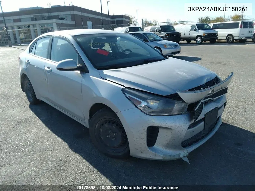 2018 Kia Rio Lx VIN: 3KPA24ABXJE150261 Lot: 20178698