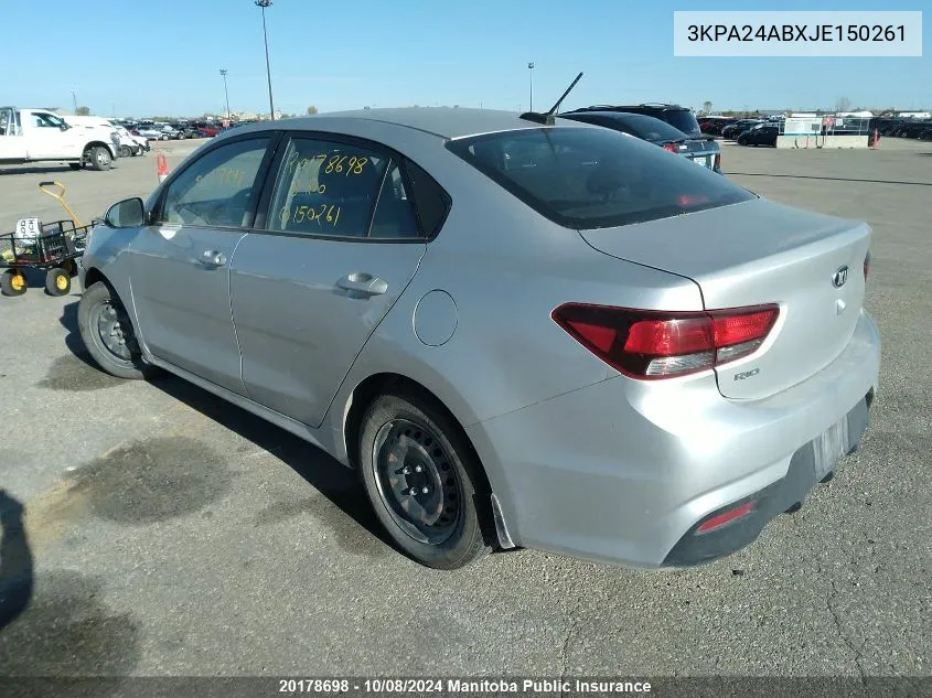 2018 Kia Rio Lx VIN: 3KPA24ABXJE150261 Lot: 20178698