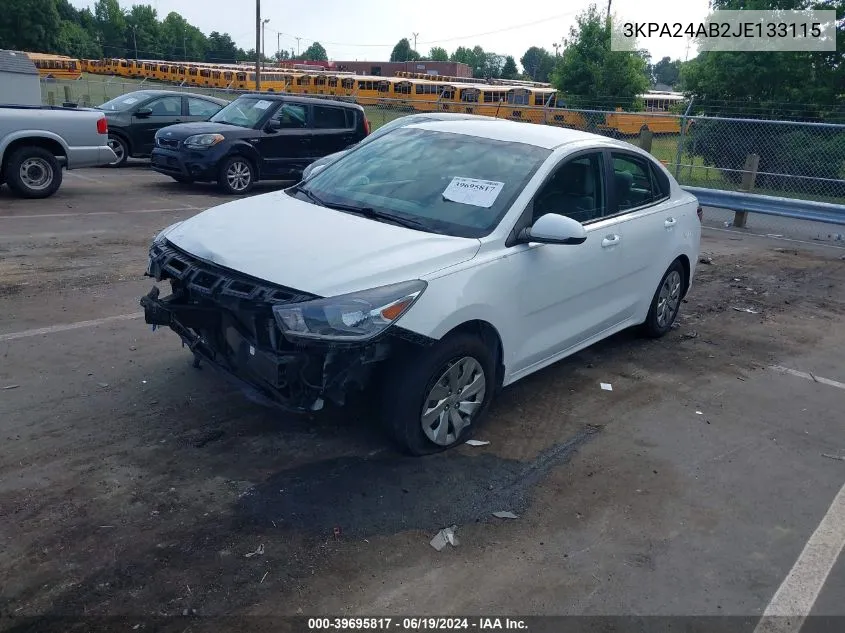 2018 Kia Rio S VIN: 3KPA24AB2JE133115 Lot: 39695817