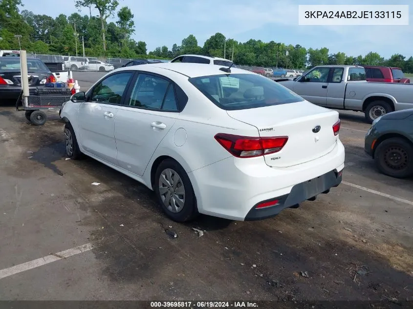 3KPA24AB2JE133115 2018 Kia Rio S