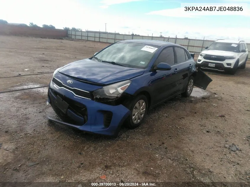 2018 Kia Rio S VIN: 3KPA24AB7JE048836 Lot: 39700013