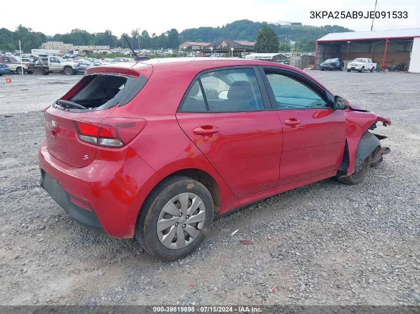 2018 Kia Rio S VIN: 3KPA25AB9JE091533 Lot: 39819698