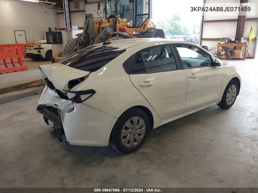 2018 Kia Rio S VIN: 3KPA24AB8JE071459 Lot: 39847666