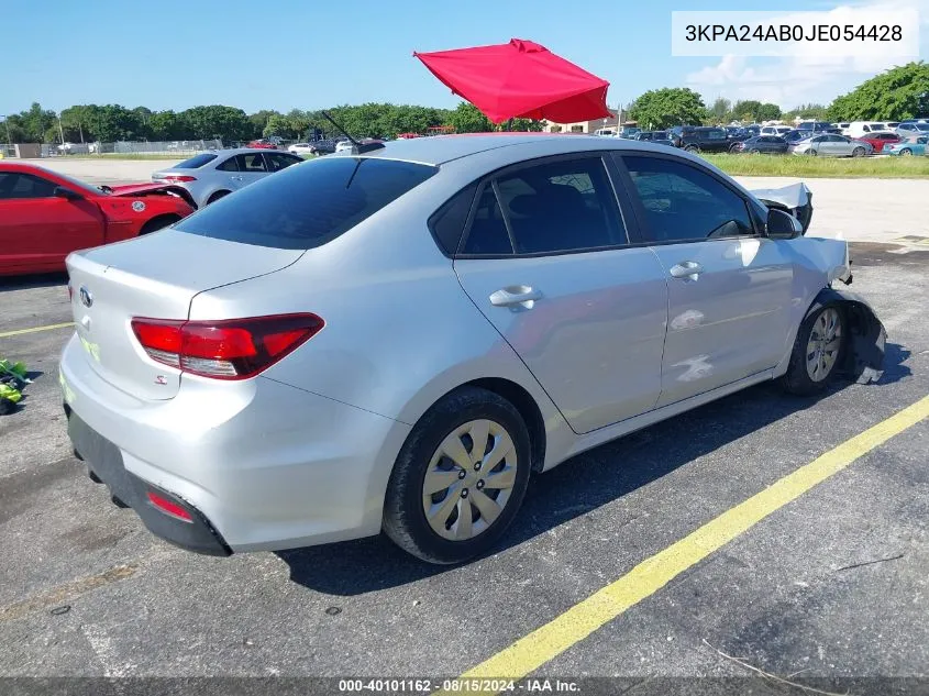 2018 Kia Rio S VIN: 3KPA24AB0JE054428 Lot: 40101162