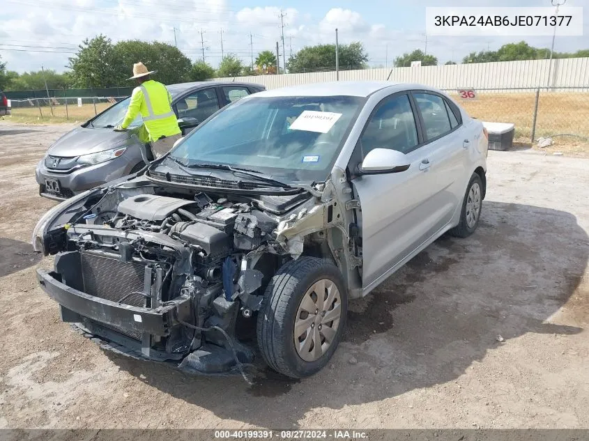 2018 Kia Rio S VIN: 3KPA24AB6JE071377 Lot: 40199391