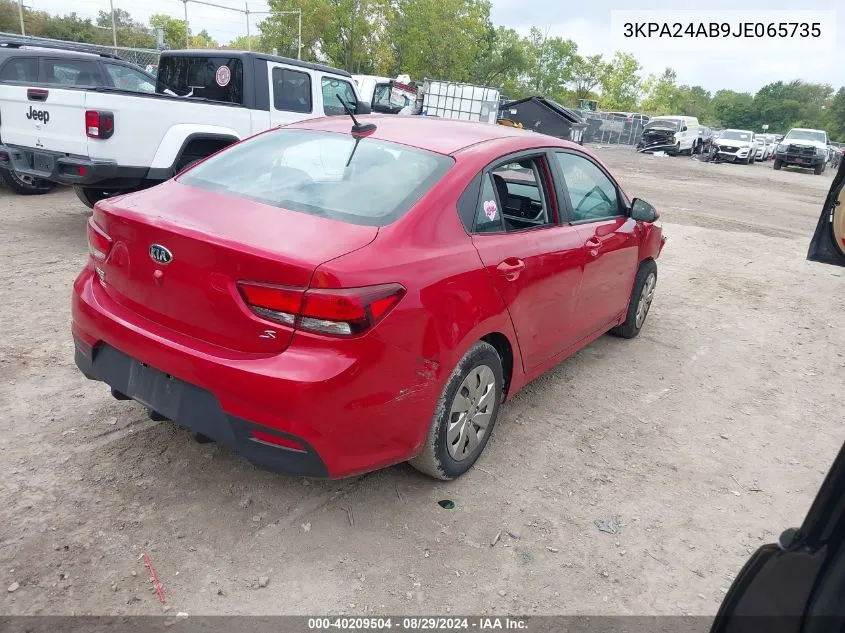 2018 Kia Rio S VIN: 3KPA24AB9JE065735 Lot: 40209504