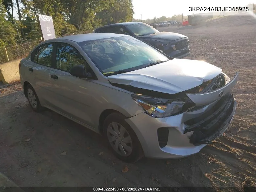 2018 Kia Rio Lx VIN: 3KPA24AB3JE065925 Lot: 40222493