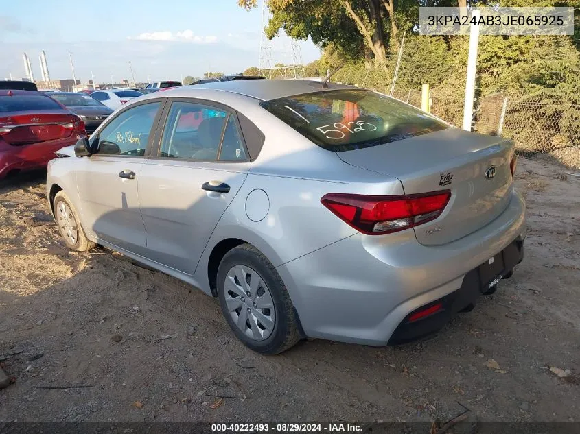 2018 Kia Rio Lx VIN: 3KPA24AB3JE065925 Lot: 40222493