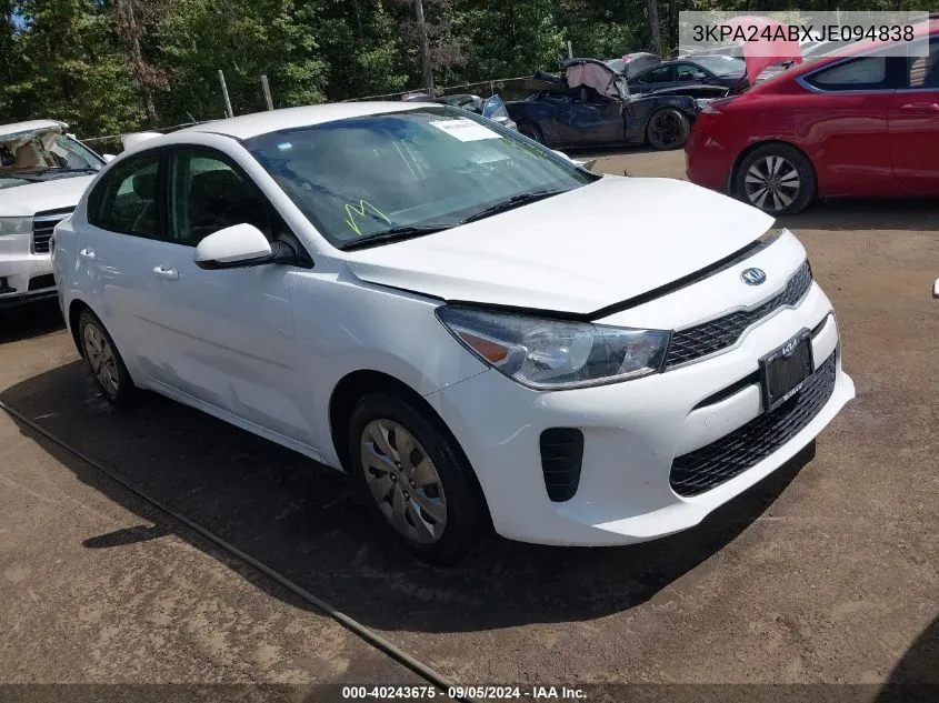 3KPA24ABXJE094838 2018 Kia Rio Lx/S