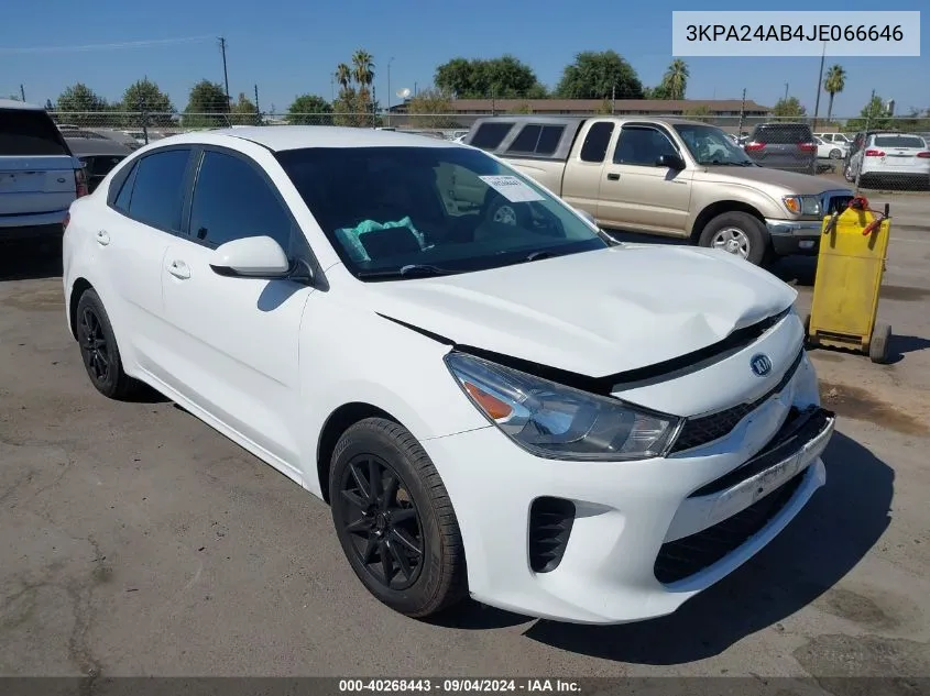 2018 Kia Rio S VIN: 3KPA24AB4JE066646 Lot: 40268443