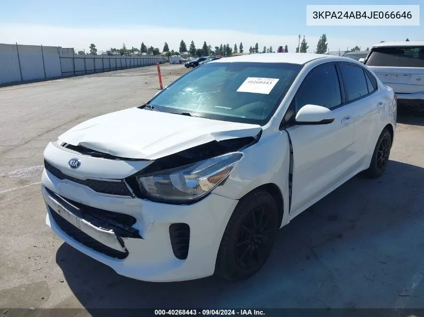 2018 Kia Rio S VIN: 3KPA24AB4JE066646 Lot: 40268443