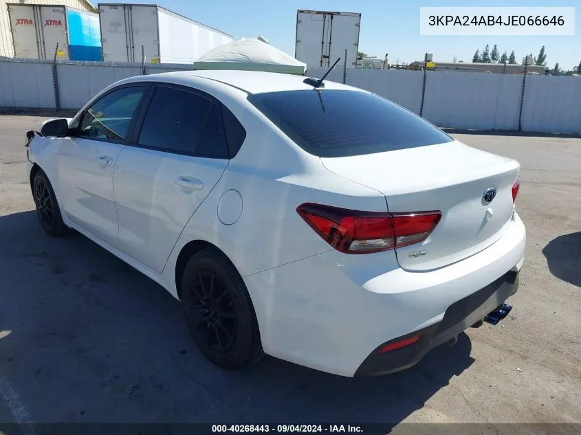 2018 Kia Rio S VIN: 3KPA24AB4JE066646 Lot: 40268443