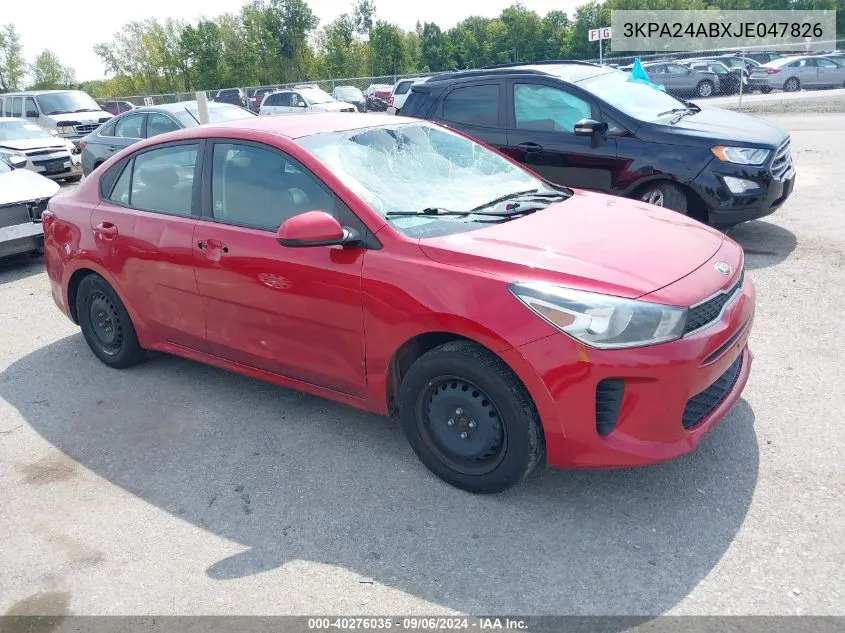 2018 Kia Rio S VIN: 3KPA24ABXJE047826 Lot: 40276035