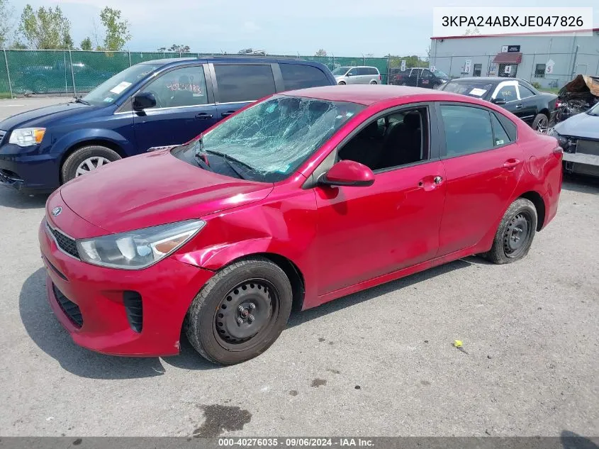 2018 Kia Rio S VIN: 3KPA24ABXJE047826 Lot: 40276035