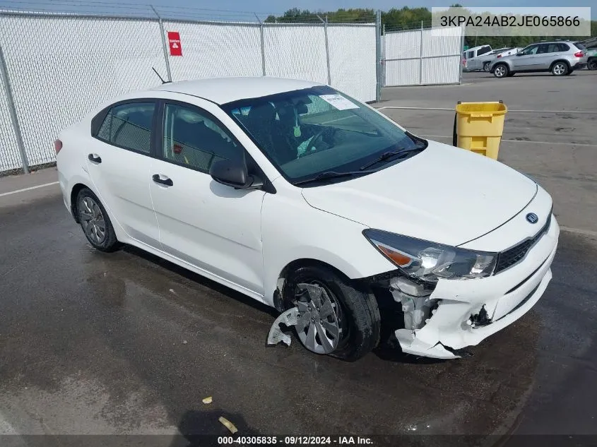 2018 Kia Rio Lx VIN: 3KPA24AB2JE065866 Lot: 40305835