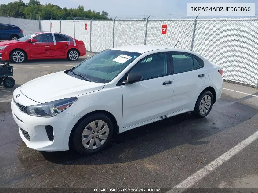 2018 Kia Rio Lx VIN: 3KPA24AB2JE065866 Lot: 40305835