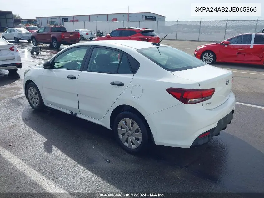 2018 Kia Rio Lx VIN: 3KPA24AB2JE065866 Lot: 40305835