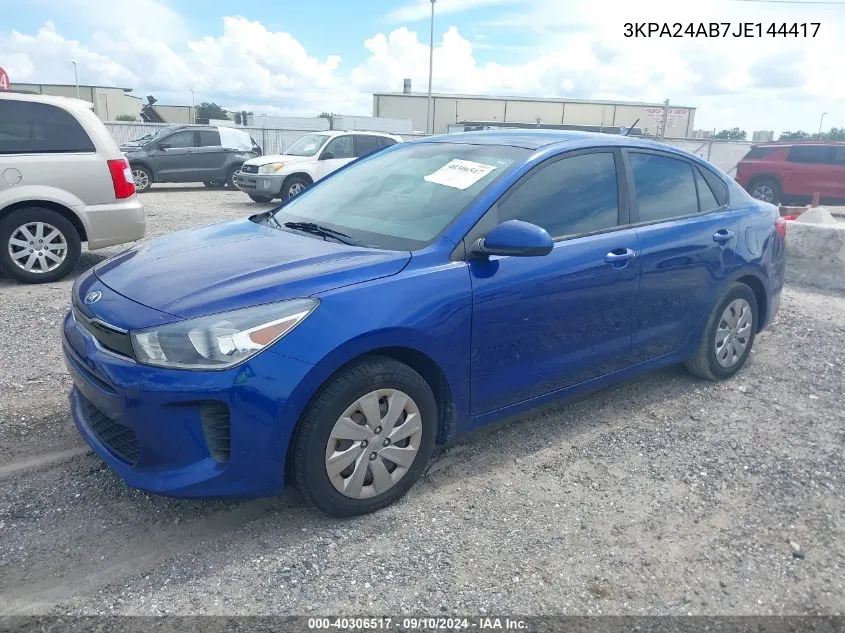 2018 Kia Rio S VIN: 3KPA24AB7JE144417 Lot: 40306517