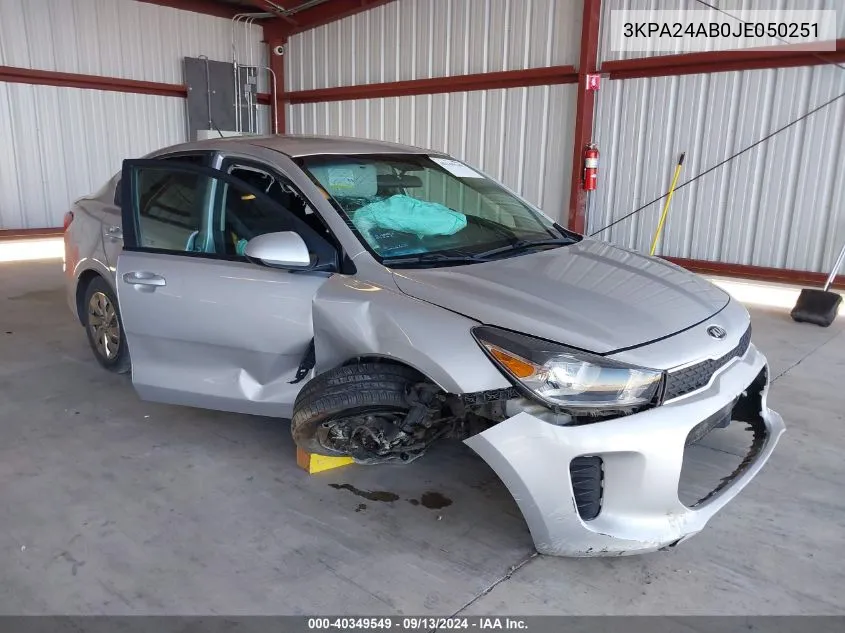 3KPA24AB0JE050251 2018 Kia Rio S