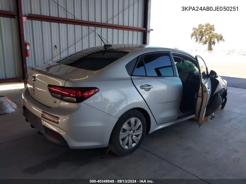 3KPA24AB0JE050251 2018 Kia Rio S