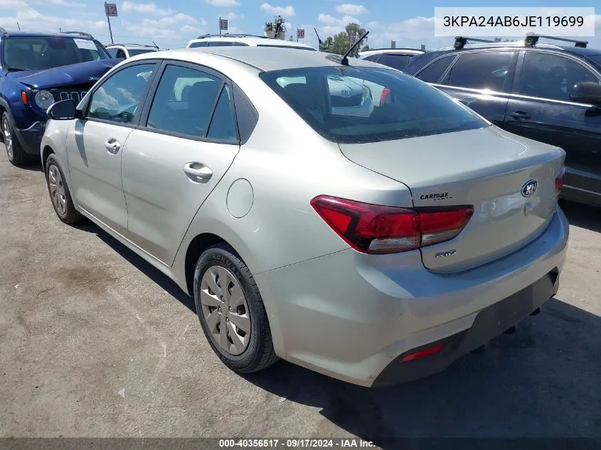 2018 Kia Rio S VIN: 3KPA24AB6JE119699 Lot: 40356517