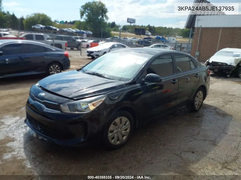 2018 Kia Rio S VIN: 3KPA24AB5JE137935 Lot: 40358335