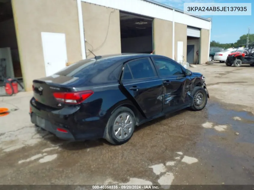 2018 Kia Rio S VIN: 3KPA24AB5JE137935 Lot: 40358335