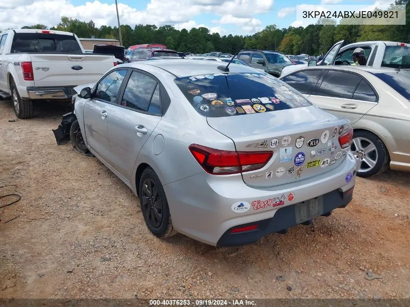 2018 Kia Rio S VIN: 3KPA24ABXJE049821 Lot: 40376253